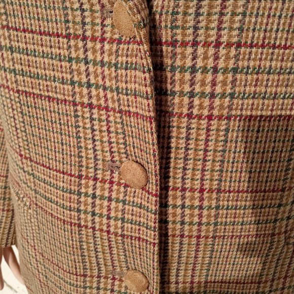 Vintage Wool Blend Brown Plaid Blazer - Picture 3 of 8